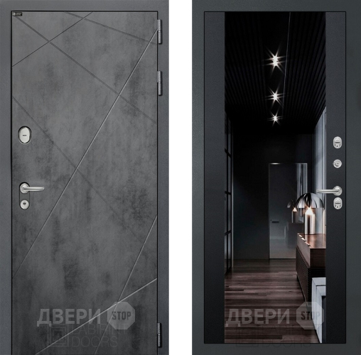 Входная металлическая Дверь Лабиринт (LABIRINT) Лофт Зеркало Максимум с тонировкой Черный кварц в Подольск
