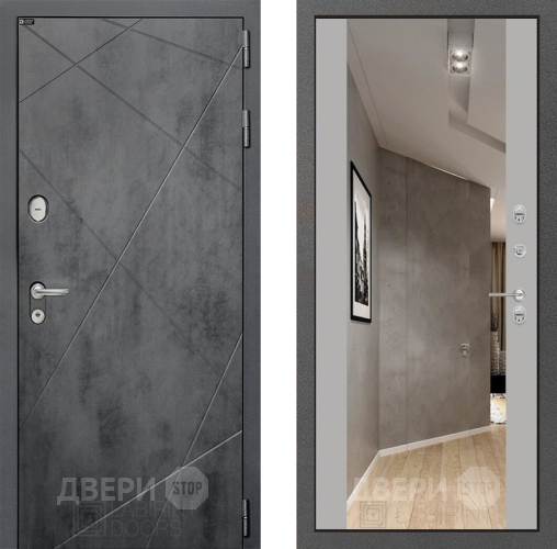 Входная металлическая Дверь Лабиринт (LABIRINT) Лофт Зеркало Максимум Грей софт в Подольск