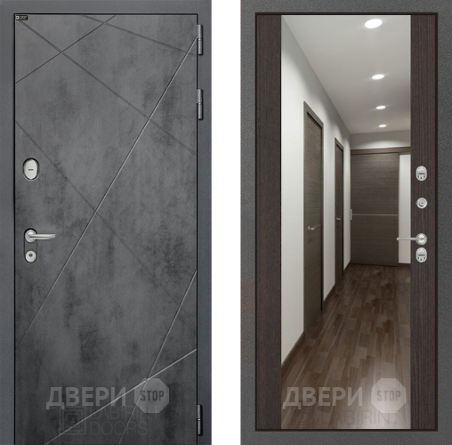 Входная металлическая Дверь Лабиринт (LABIRINT) Лофт Зеркало Максимум Венге в Подольск