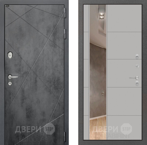Входная металлическая Дверь Лабиринт (LABIRINT) Лофт Зеркало 19 Грей софт в Подольск