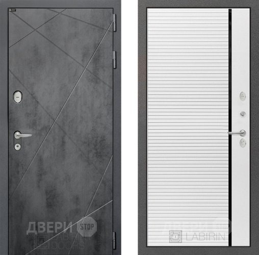 Входная металлическая Дверь Лабиринт (LABIRINT) Лофт 22 Белый софт в Подольск