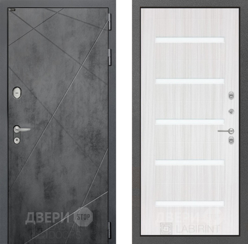 Входная металлическая Дверь Лабиринт (LABIRINT) Лофт 01 Сандал белый в Подольск