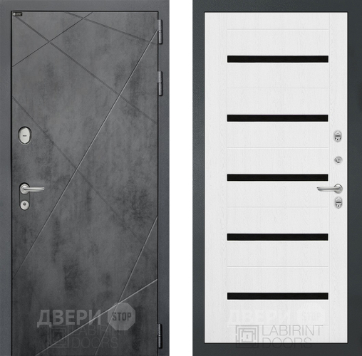 Входная металлическая Дверь Лабиринт (LABIRINT) Лофт 01 Белое дерево в Подольск