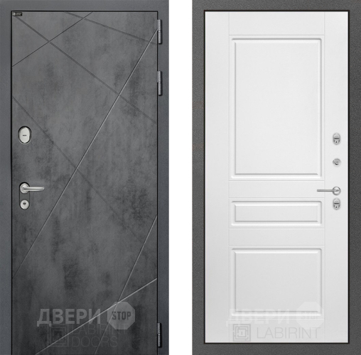 Входная металлическая Дверь Лабиринт (LABIRINT) Лофт 03 Белый софт в Подольск