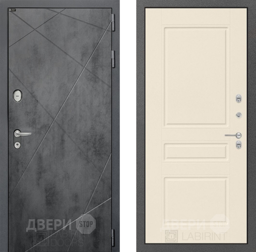 Входная металлическая Дверь Лабиринт (LABIRINT) Лофт 03 Крем софт в Подольск
