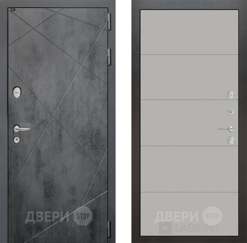 Входная металлическая Дверь Лабиринт (LABIRINT) Лофт 13 Грей софт в Подольск