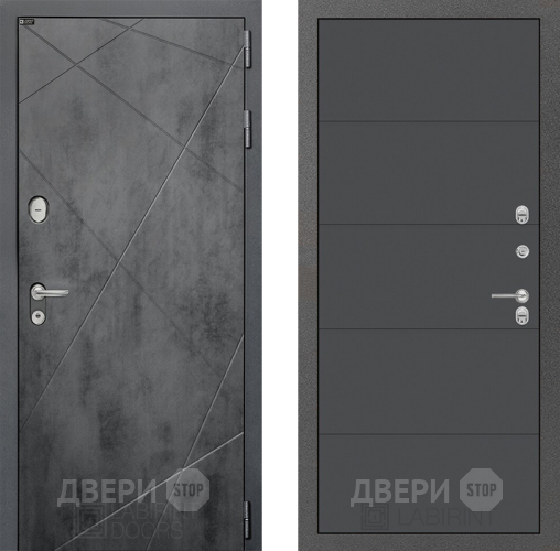 Входная металлическая Дверь Лабиринт (LABIRINT) Лофт 13 Графит софт в Подольск