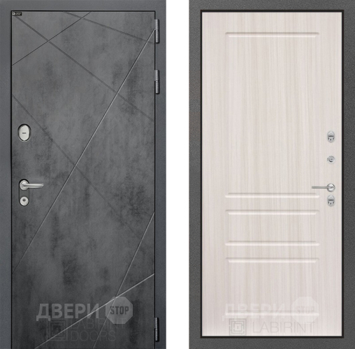 Входная металлическая Дверь Лабиринт (LABIRINT) Лофт 03 Сандал белый в Подольск