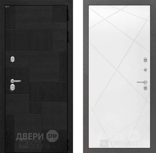 Входная металлическая Дверь Лабиринт (LABIRINT) Pazl 24 Белый софт в Подольск