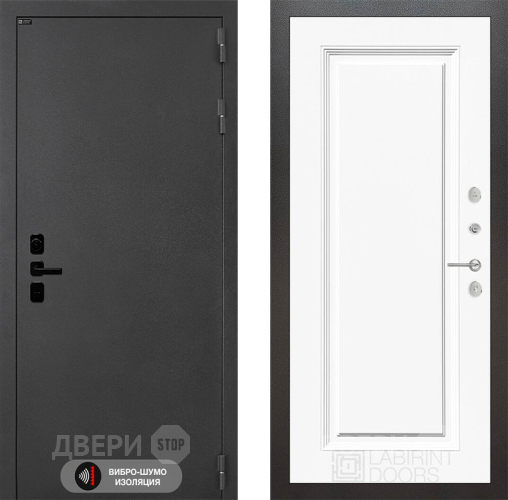 Входная металлическая Дверь Лабиринт (LABIRINT) Acustic 27 Белый (RAL-9003) в Подольск