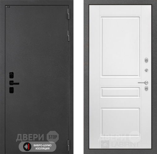 Входная металлическая Дверь Лабиринт (LABIRINT) Acustic 03 Белый софт в Подольск