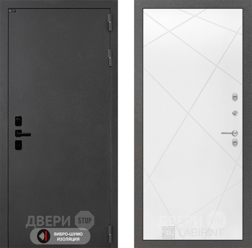 Входная металлическая Дверь Лабиринт (LABIRINT) Acustic 24 Белый софт в Подольск