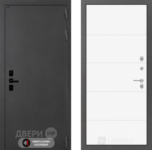 Входная металлическая Дверь Лабиринт (LABIRINT) Acustic 13 Белый софт в Подольск