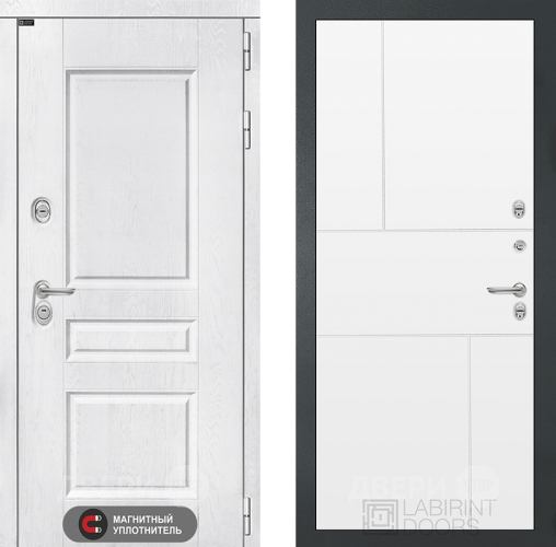 Входная металлическая Дверь Лабиринт (LABIRINT) Versal 21 Белый софт в Подольск