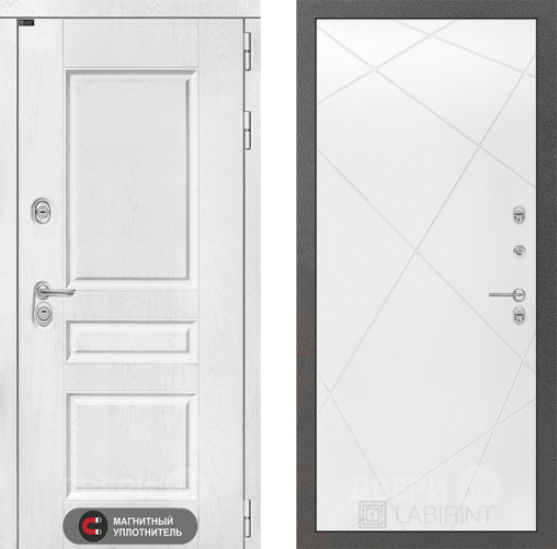 Входная металлическая Дверь Лабиринт (LABIRINT) Versal 24 Белый софт в Подольск