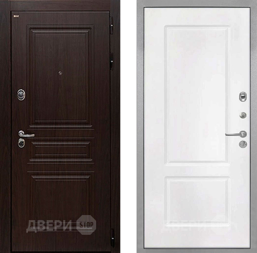 Входная металлическая Дверь Интекрон (INTECRON) Брайтон Тиковое Дерево КВ-2 Белый матовый в Подольск