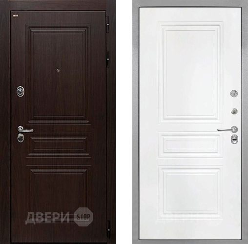 Входная металлическая Дверь Интекрон (INTECRON) Брайтон Тиковое Дерево ФЛ-243 Белый матовый в Подольск