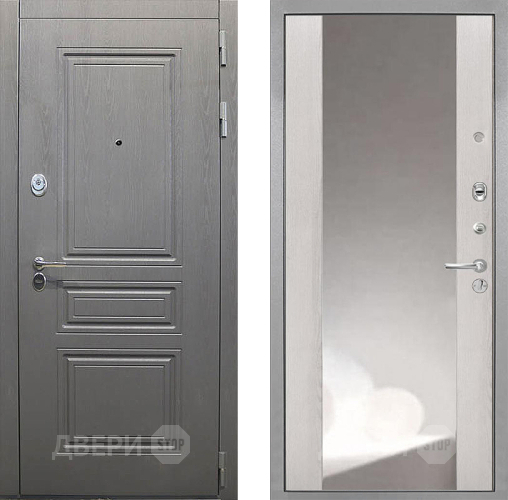 Входная металлическая Дверь Интекрон (INTECRON) Брайтон Графит ФЛЗ-516 Зеркало Сосна белая в Подольск