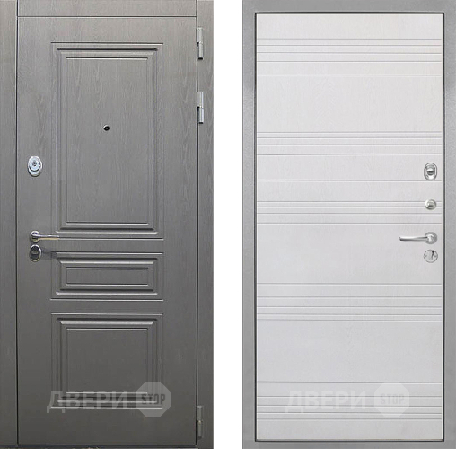 Входная металлическая Дверь Интекрон (INTECRON) Брайтон Графит ФЛ-316 Белый ясень в Подольск