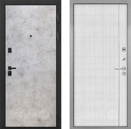 Входная металлическая Дверь Интекрон (INTECRON) Профит Black Мрамор Светлый В-07 с молдингом Лофт белый в Подольск