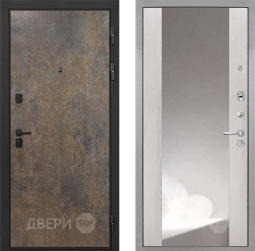 Входная металлическая Дверь Интекрон (INTECRON) Профит Black Гранж ФЛЗ-516 Зеркало Сосна белая в Подольск