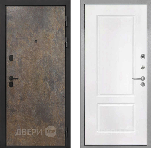 Входная металлическая Дверь Интекрон (INTECRON) Профит Black Гранж КВ-2 Белый матовый в Подольск