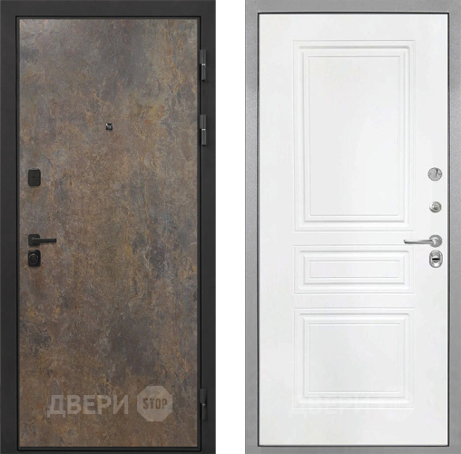 Входная металлическая Дверь Интекрон (INTECRON) Профит Black Гранж ФЛ-243 Белый матовый в Подольск