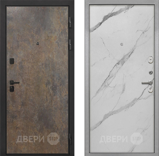 Входная металлическая Дверь Интекрон (INTECRON) Профит Black Гранж Гладкая Мрамор натуральный арктик в Подольск