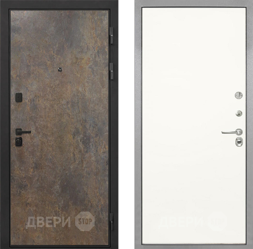Входная металлическая Дверь Интекрон (INTECRON) Профит Black Гранж Гладкая Слоновая кость в Подольск