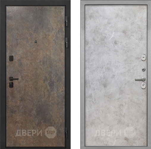 Входная металлическая Дверь Интекрон (INTECRON) Профит Black Гранж Гладкая Мрамор светлый в Подольск