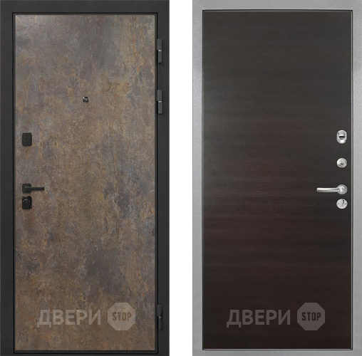 Входная металлическая Дверь Интекрон (INTECRON) Профит Black Гранж Гладкая Эковенге поперечный в Подольск