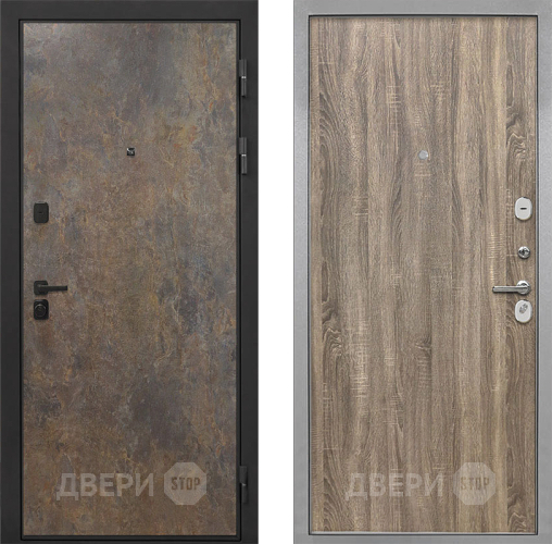 Входная металлическая Дверь Интекрон (INTECRON) Профит Black Гранж Гладкая Дуб турин в Подольск