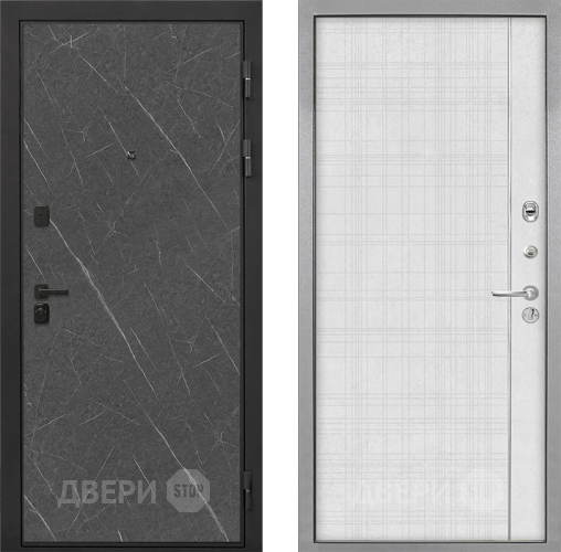 Входная металлическая Дверь Интекрон (INTECRON) Профит Black Гранит Лава Оникс В-07 с молдингом Лофт белый в Подольск