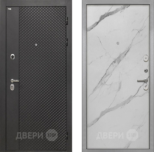 Входная металлическая Дверь Интекрон (INTECRON) Олимпия Black 4К Гладкая Мрамор натуральный арктик в Подольск