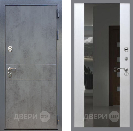 Входная металлическая Дверь Рекс (REX) ФЛ-290 СБ-16 Зеркало Белый ясень в Подольск