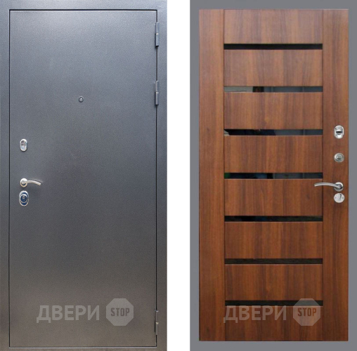 Входная металлическая Дверь Рекс (REX) 11 СБ-14 стекло черное Орех бренди в Подольск