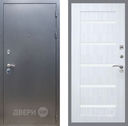 Входная металлическая Дверь Рекс (REX) 11 СБ-14 стекло белое Сандал белый в Подольск