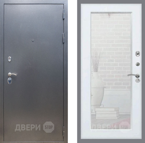 Входная металлическая Дверь Рекс (REX) 11 Зеркало Пастораль Белый ясень в Подольск