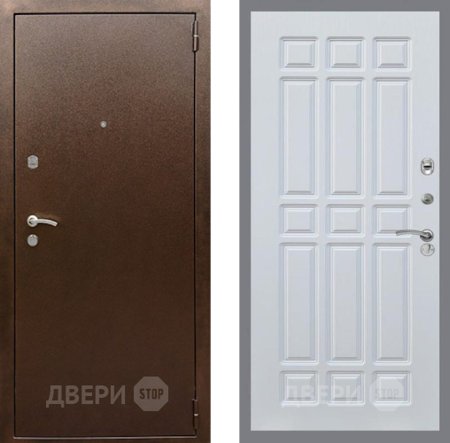 Входная металлическая Дверь Рекс (REX) 1А Медный Антик FL-33 Белый ясень в Подольск