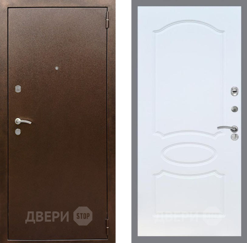 Дверь Рекс (REX) 1А Медный Антик FL-128 Белый ясень в Подольск