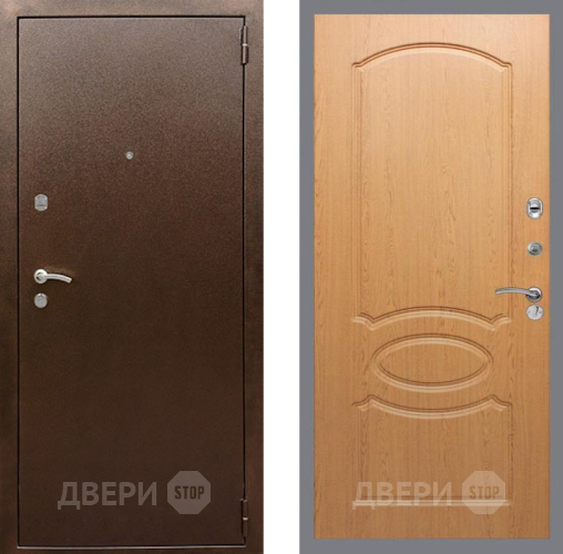 Входная металлическая Дверь Рекс (REX) 1А Медный Антик FL-128 Дуб в Подольск