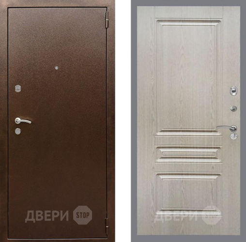 Входная металлическая Дверь Рекс (REX) 1А Медный Антик FL-243 Беленый дуб в Подольск