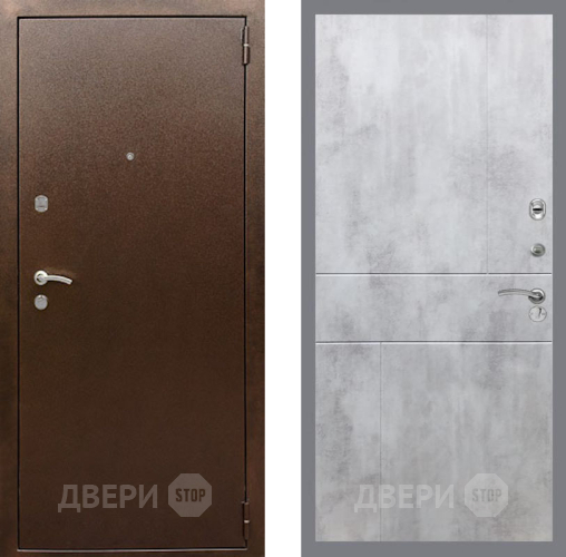 Входная металлическая Дверь Рекс (REX) 1А Медный Антик FL-290 Бетон светлый в Подольск