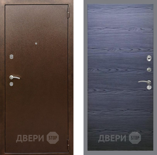 Входная металлическая Дверь Рекс (REX) 1А Медный Антик GL Дуб тангенальный черный в Подольск