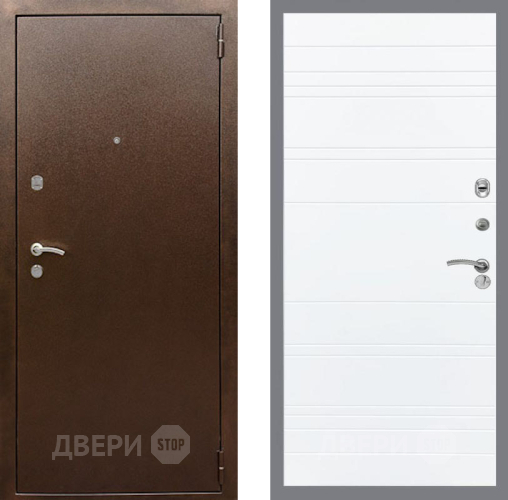 Входная металлическая Дверь Рекс (REX) 1А Медный Антик Line Силк Сноу в Подольск