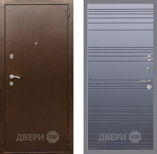 Входная металлическая Дверь Рекс (REX) 1А Медный Антик Line Силк титан в Подольск