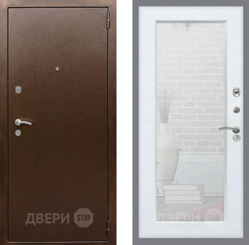Входная металлическая Дверь Рекс (REX) 1А Медный Антик Зеркало Пастораль Силк Сноу в Подольск