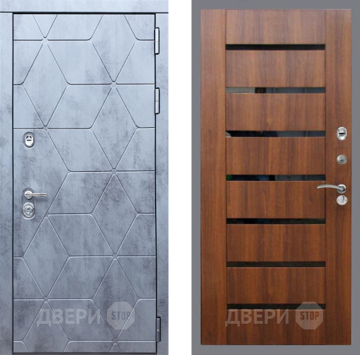 Входная металлическая Дверь Рекс (REX) 28 СБ-14 стекло черное Орех бренди в Подольск