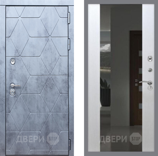 Входная металлическая Дверь Рекс (REX) 28 СБ-16 Зеркало Белый ясень в Подольск