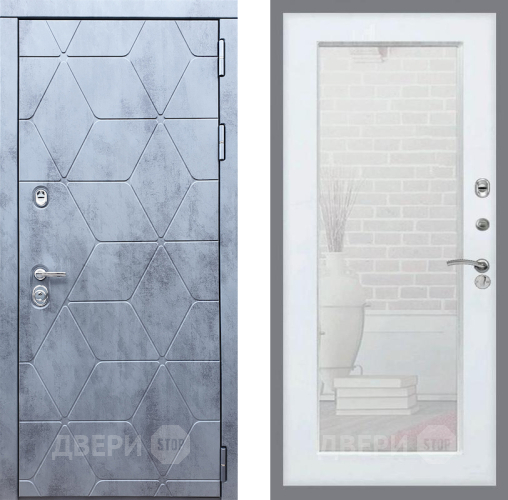 Входная металлическая Дверь Рекс (REX) 28 Зеркало Пастораль Белый ясень в Подольск